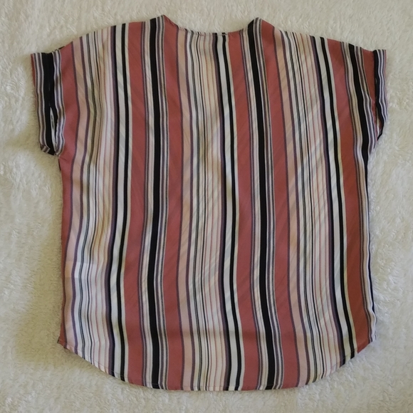 W5🖐️ by Anthropologie Striped Faux Crossover Top - Picture 2 of 7
